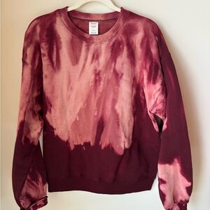 Hanes Women's Burgundy Tie-Dye Crew Neck Sweater-New